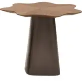Terra End Table in Mosaic Walnut Veneer & Champagne Metallic Fiberglass